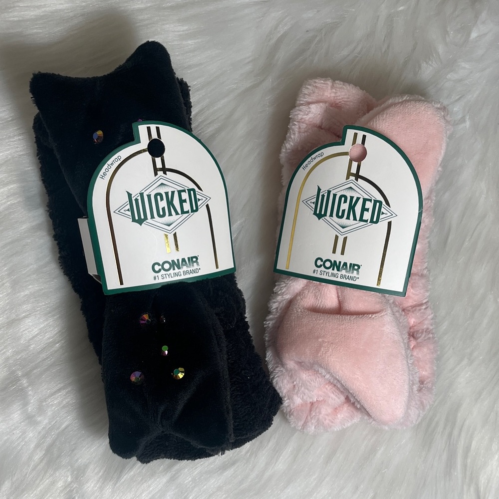NWT Wicked Scunci Black Pink Soft Headbands